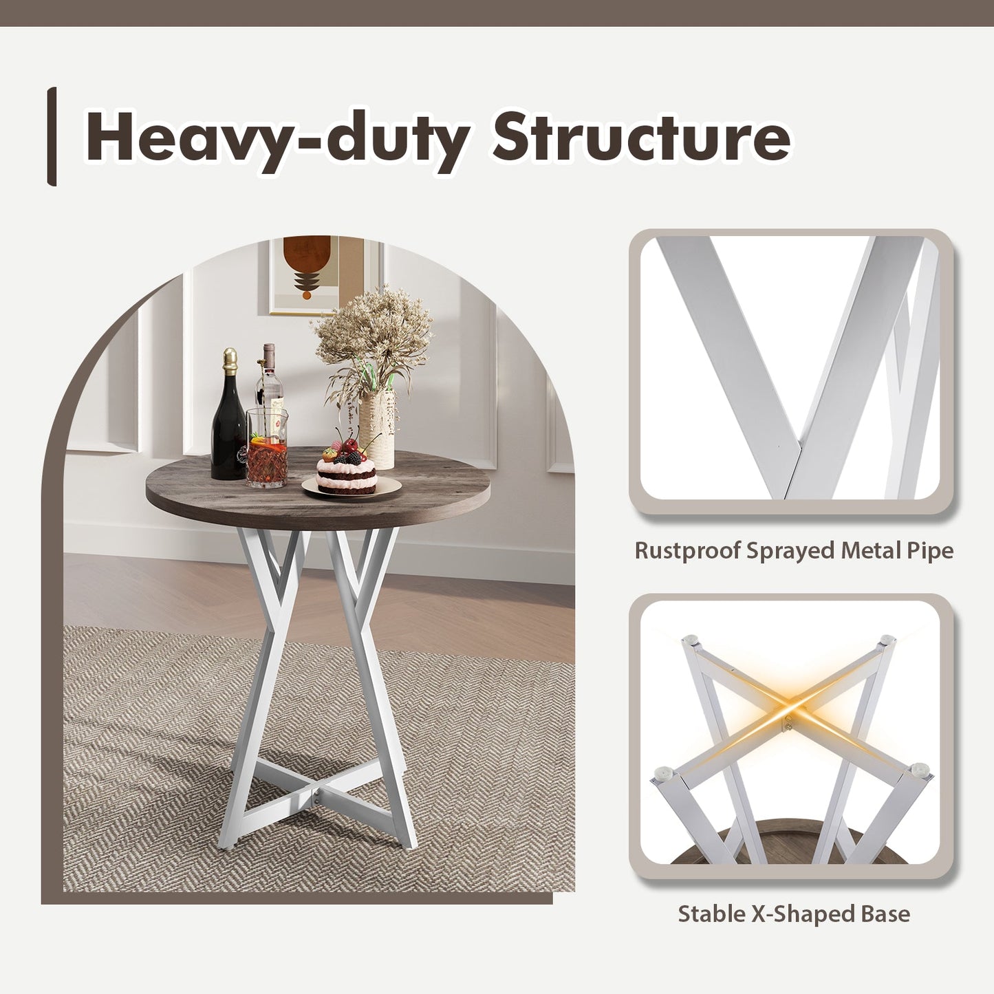 36-inch round dining table with natural wood top and metal pedestal base on Tampa Home & Garden Store