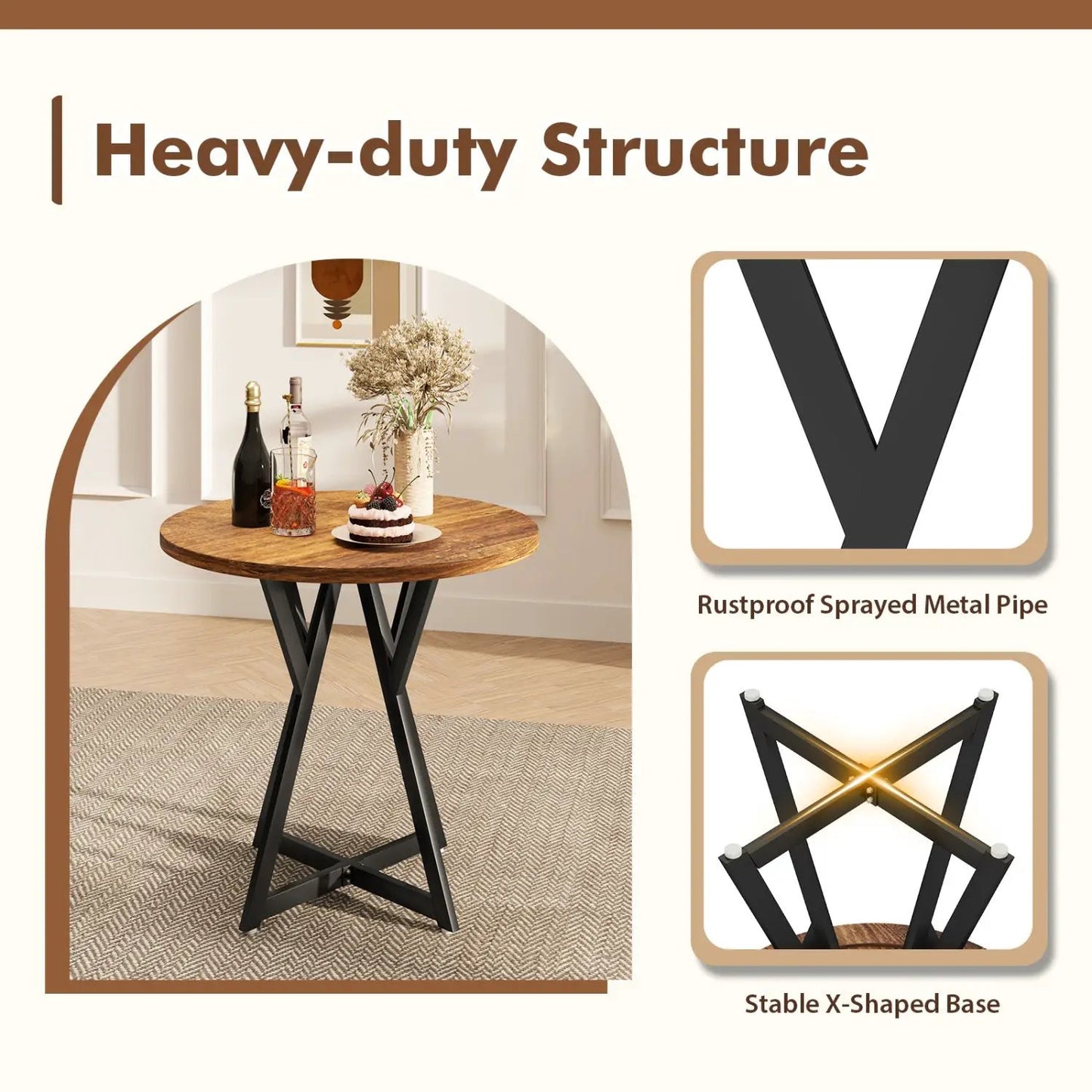 Round Dining Table 36 Inch with Pedestal Base