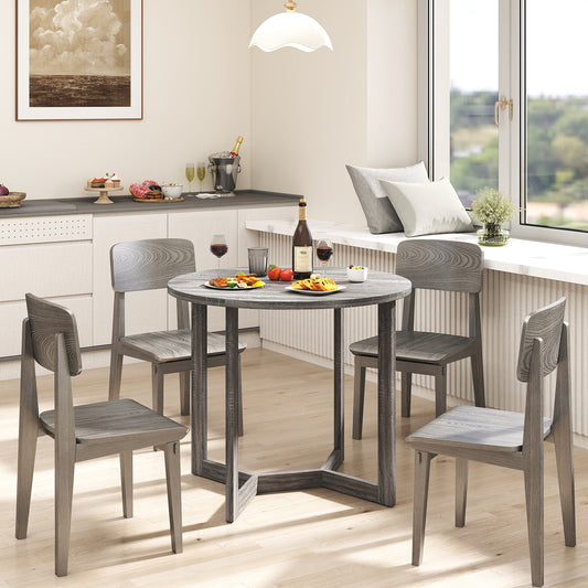 36 Inch Round Wood Dining Table for 2-4 People with Wing-shaped Pedestal Base-Black - Tampa Home & Garden Store