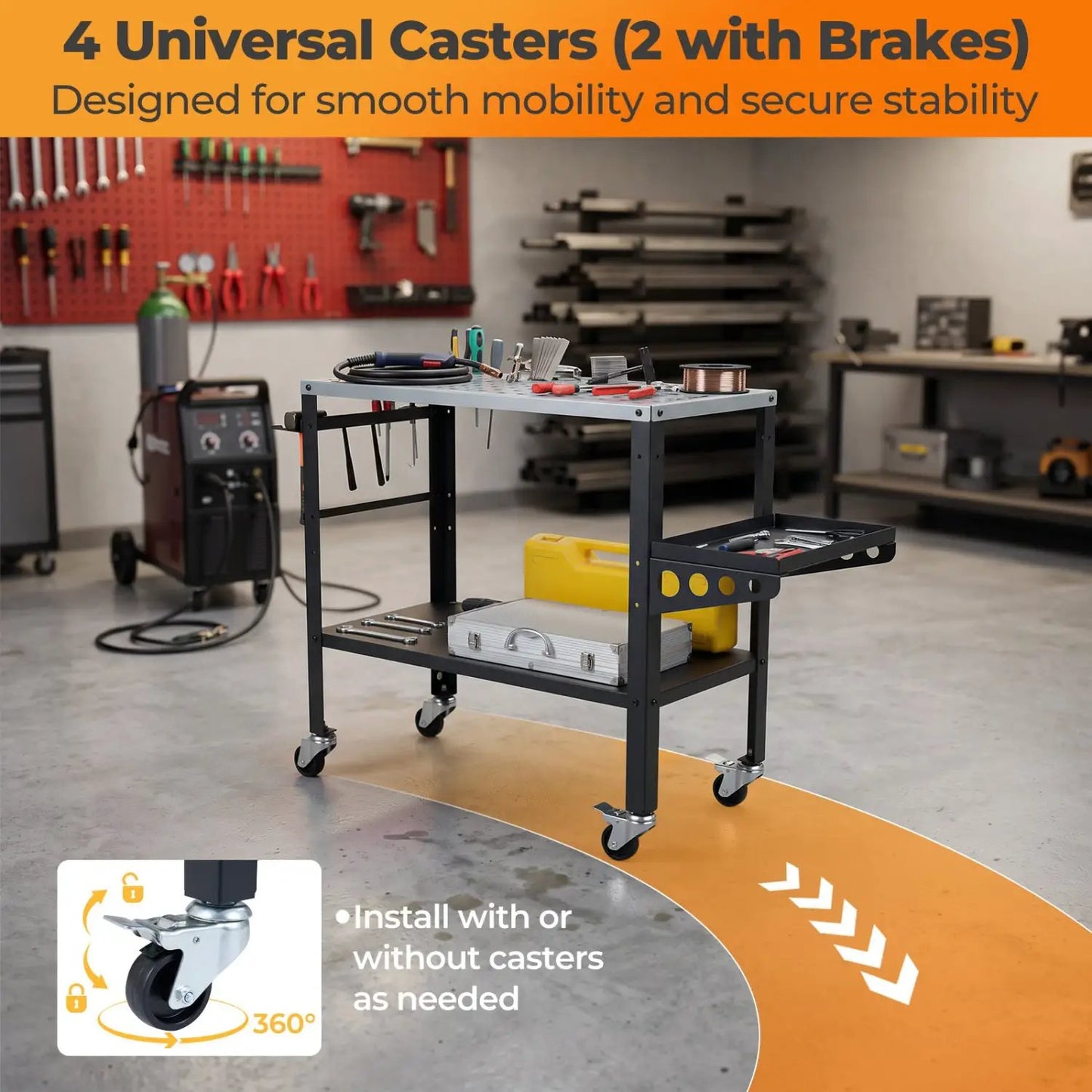 Welding Table 36x18 With 144 Holes and Wheels