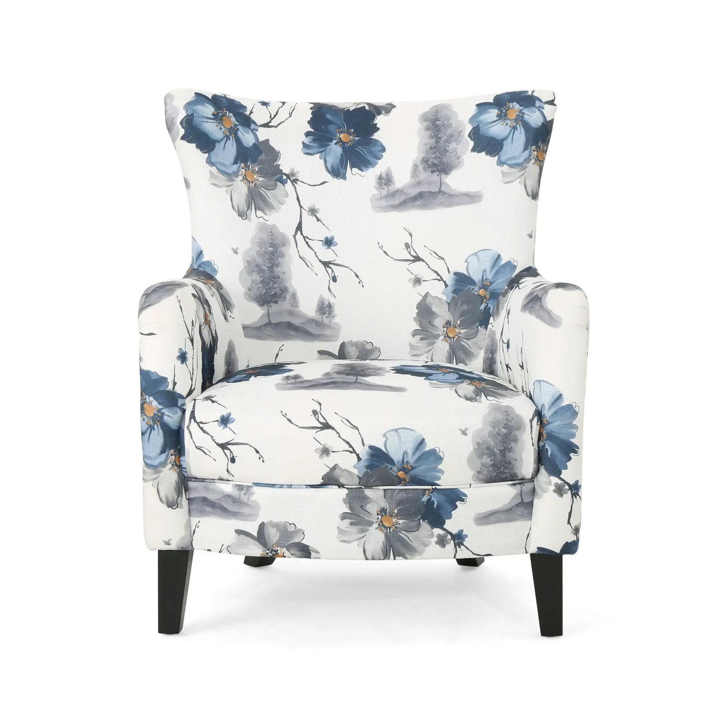 Contemporary Vintage Print Club Chair with blue floral upholstery on Tampa Home & Garden Store