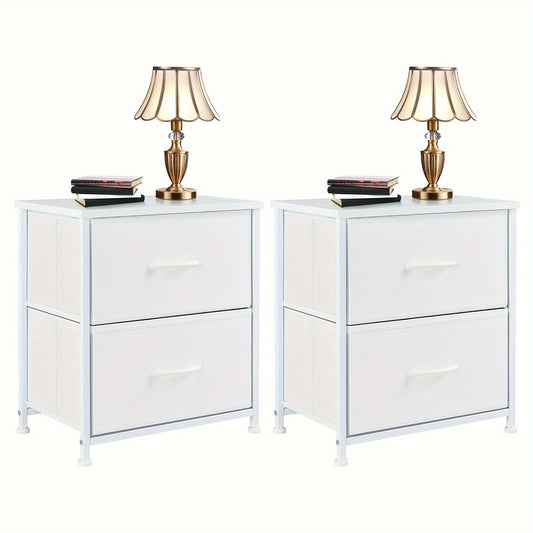 Set of 2 Nightstands with Drawers, Small End Tables with Storage for Bedroom & Office - Tampa Home & Garden Store