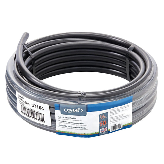 Half Inch Riser Flex Pipe coil, 50 ft black sprinkler tubing by Orbit Irrigation on Tampa Home & Garden Store