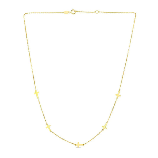 14K yellow gold chain necklace with cross stations, delicate link chain by Bids on Tampa Home & Garden Store