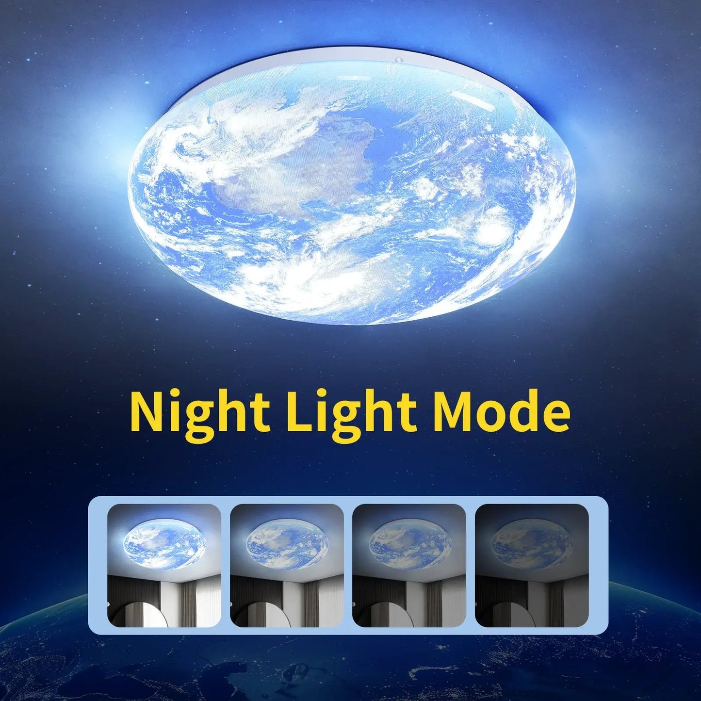 Modern LED flush ceiling light Earth globe 3CCT by Moktan Sabai, blue planet design set of 4 on Tampa Home & Garden Store