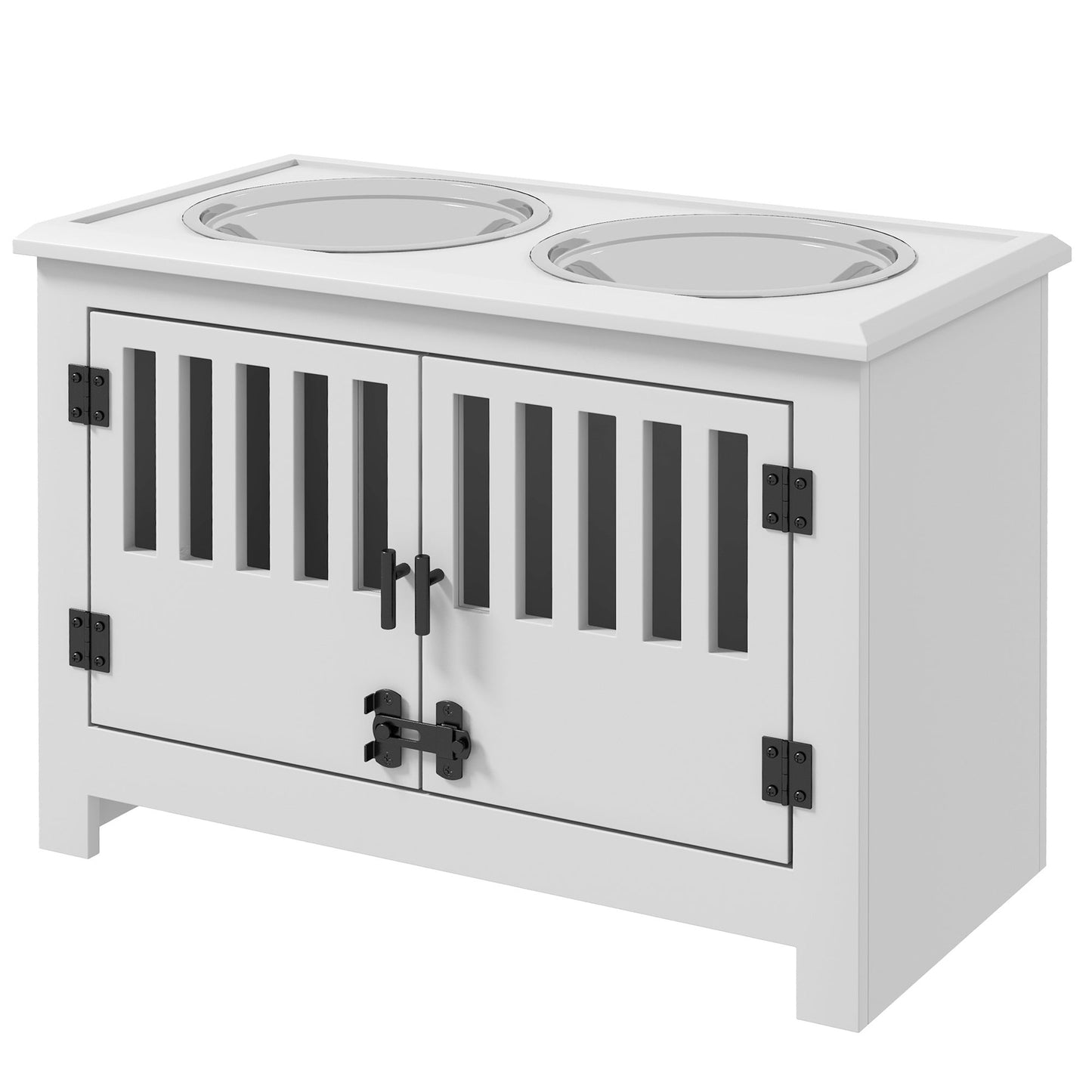 PawHut Large Elevated Dog Bowls with Storage Cabinet feeding station 2 bowls HouseOfZazla on Tampa Home & Garden Store