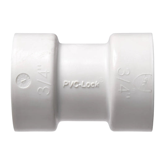 3/4 in PVC-Lock coupling Orbit Irrigation white plastic plumbing connector on Tampa Home & Garden Store