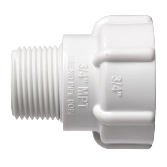 Three-Quarter PVC-Lock x MPT Adapter by Orbit Irrigation, white PVC on Tampa Home & Garden Store