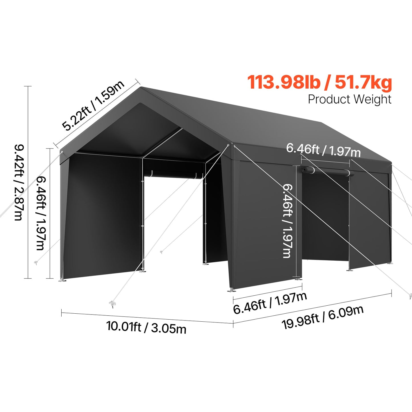 Heavy Duty 12X20 Feet Carport and Sidewalls