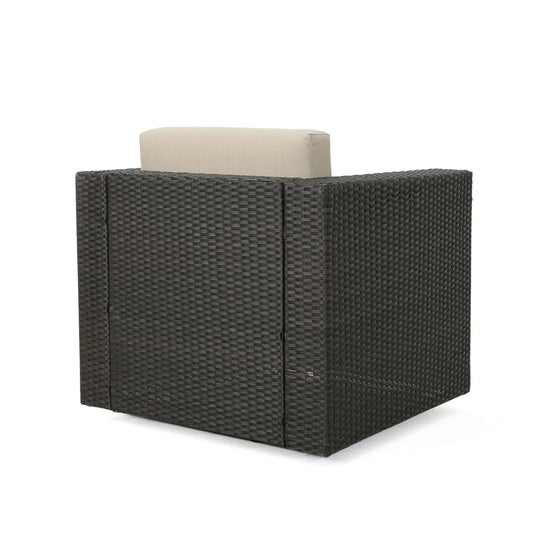 Puerta MP1 Swivel Chair dark brown wicker with beige cushion on Tampa Home & Garden Store