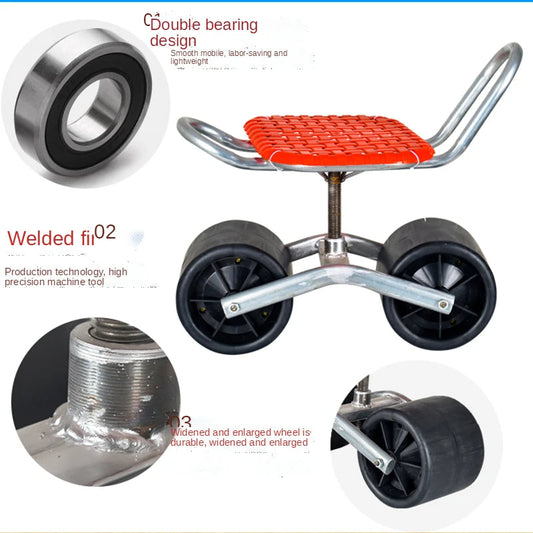 Convenient easy rotated agricultural work seat Garden Shed farm Movable tool stool with wheels - Tampa Home & Garden Store