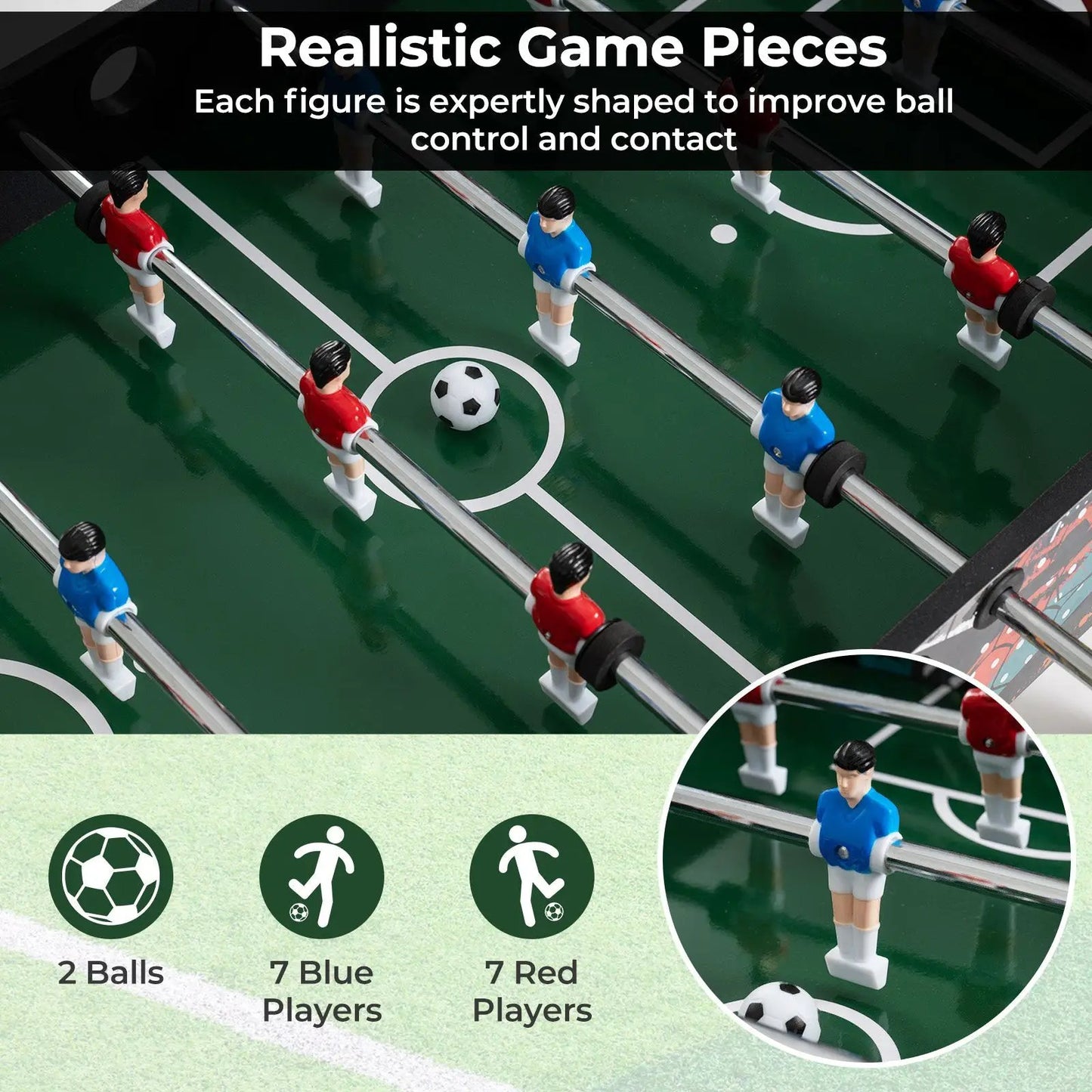 37 Inch Mini Foosball Table 2-in-1 Game Table with legs, black finish, red and blue players on Tampa Home & Garden Store