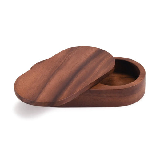 Salt and Pepper Pinch Pot with Cover in walnut wood finish Kalmar Home serveware on Tampa Home & Garden Store