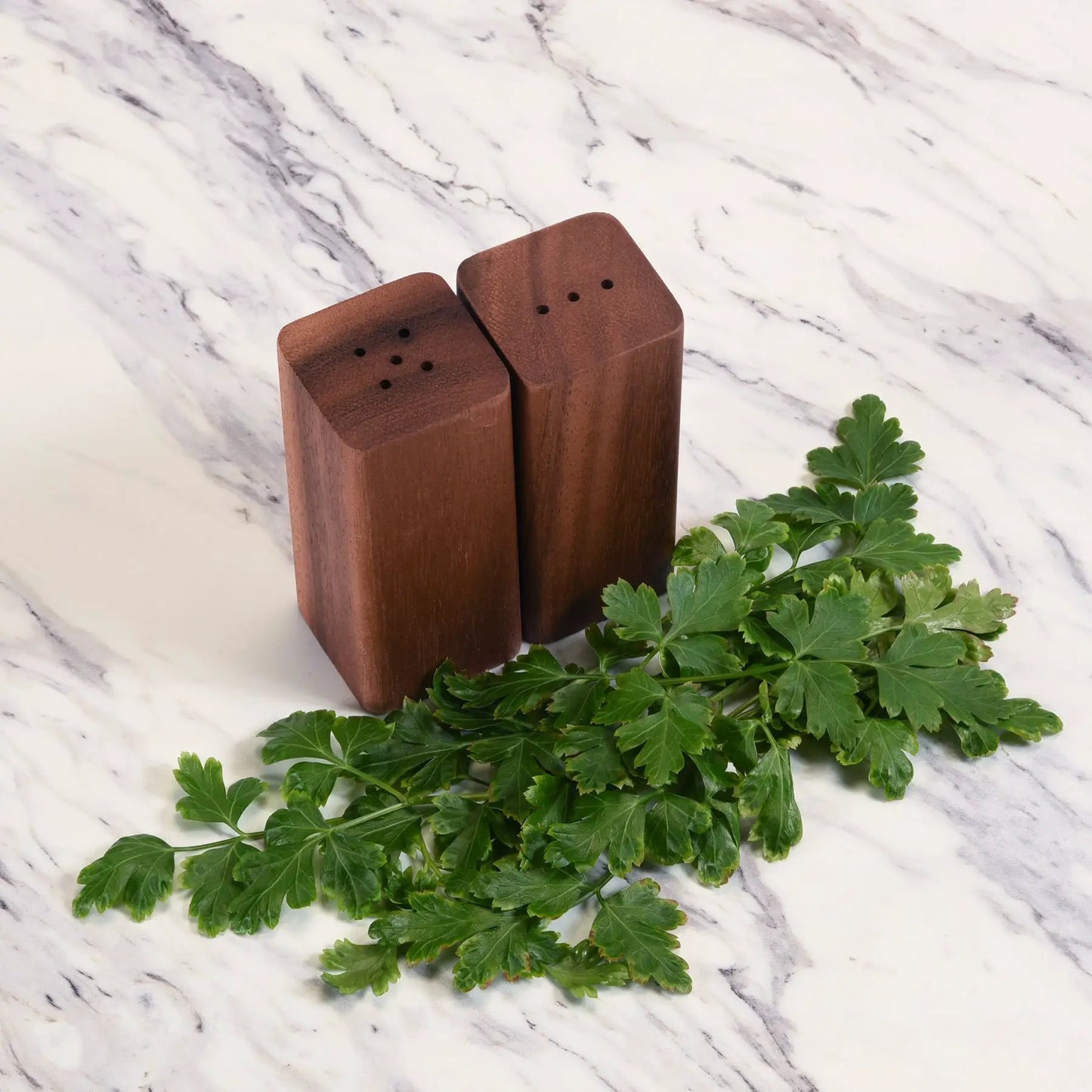 Salt and Pepper Shakers on Acacia Wood Base by Kalmar Home, 2-piece set on Tampa Home & Garden Store