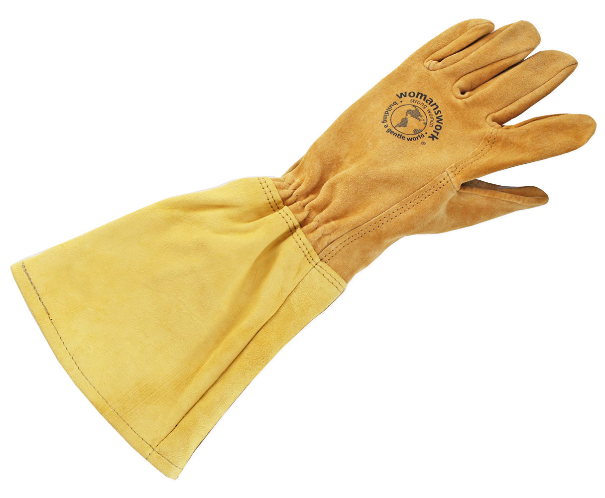 All Leather Gauntlet Glove arm saver yellow leather gardening glove with long cuff Womanswork on Tampa Home & Garden Store
