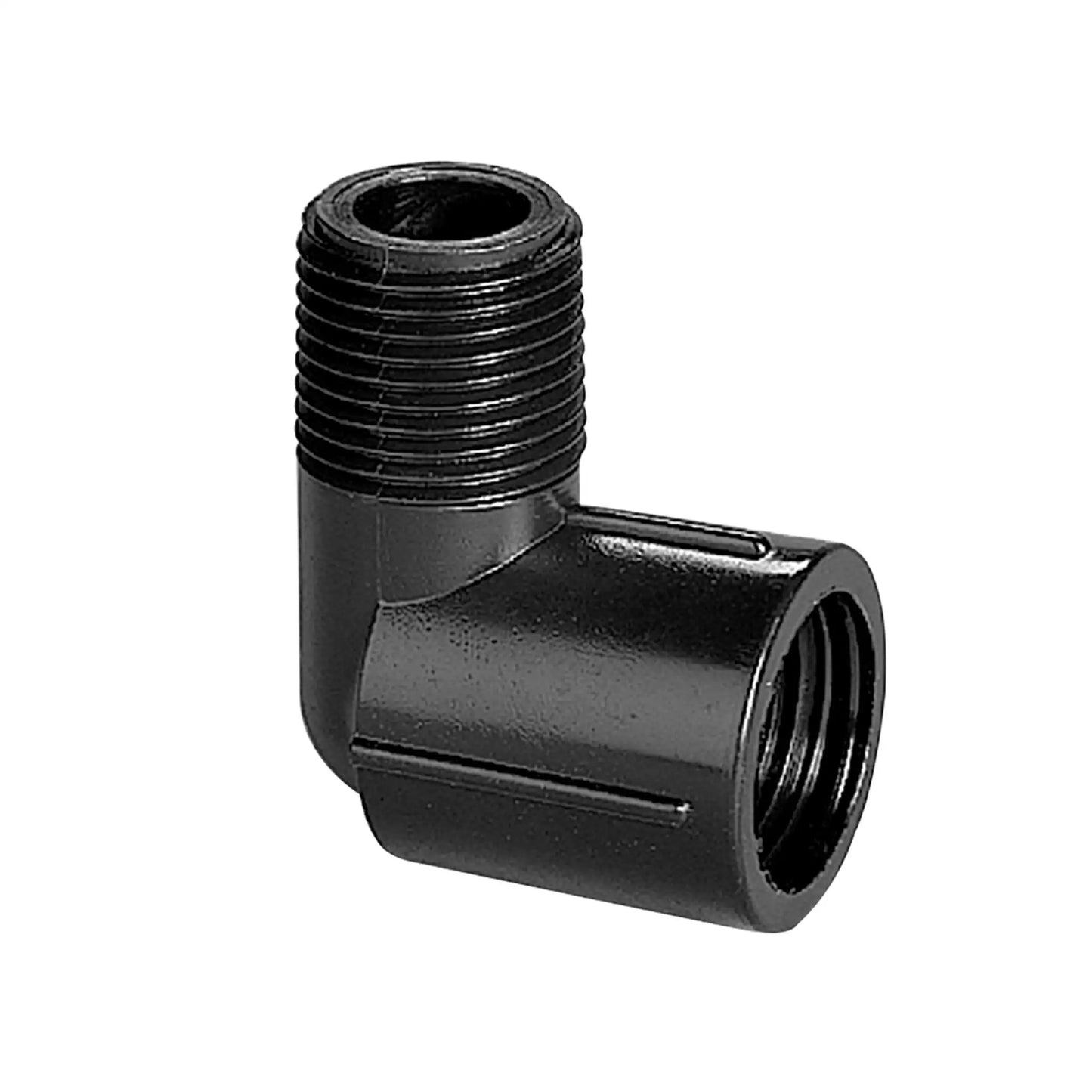 Half-inch MPT to FPT swing-joint elbow black sprinkler riser fitting Orbit Irrigation on Tampa Home & Garden Store