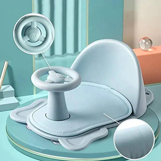 Baby bath seat with backrest and anti-slip pad, light blue plastic VIP Digital Presence on Tampa Home & Garden Store