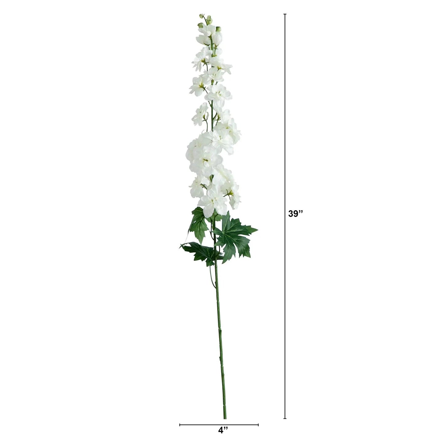 Artificial Delphinium Flower Stems, Set of Three, White blossoms on tall green stems on Tampa Home & Garden Store