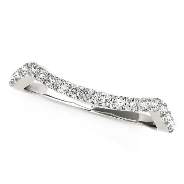 14k white gold modern curved diamond wedding band with pavé-set diamonds, 1/5 cttw on Tampa Home & Garden Store
