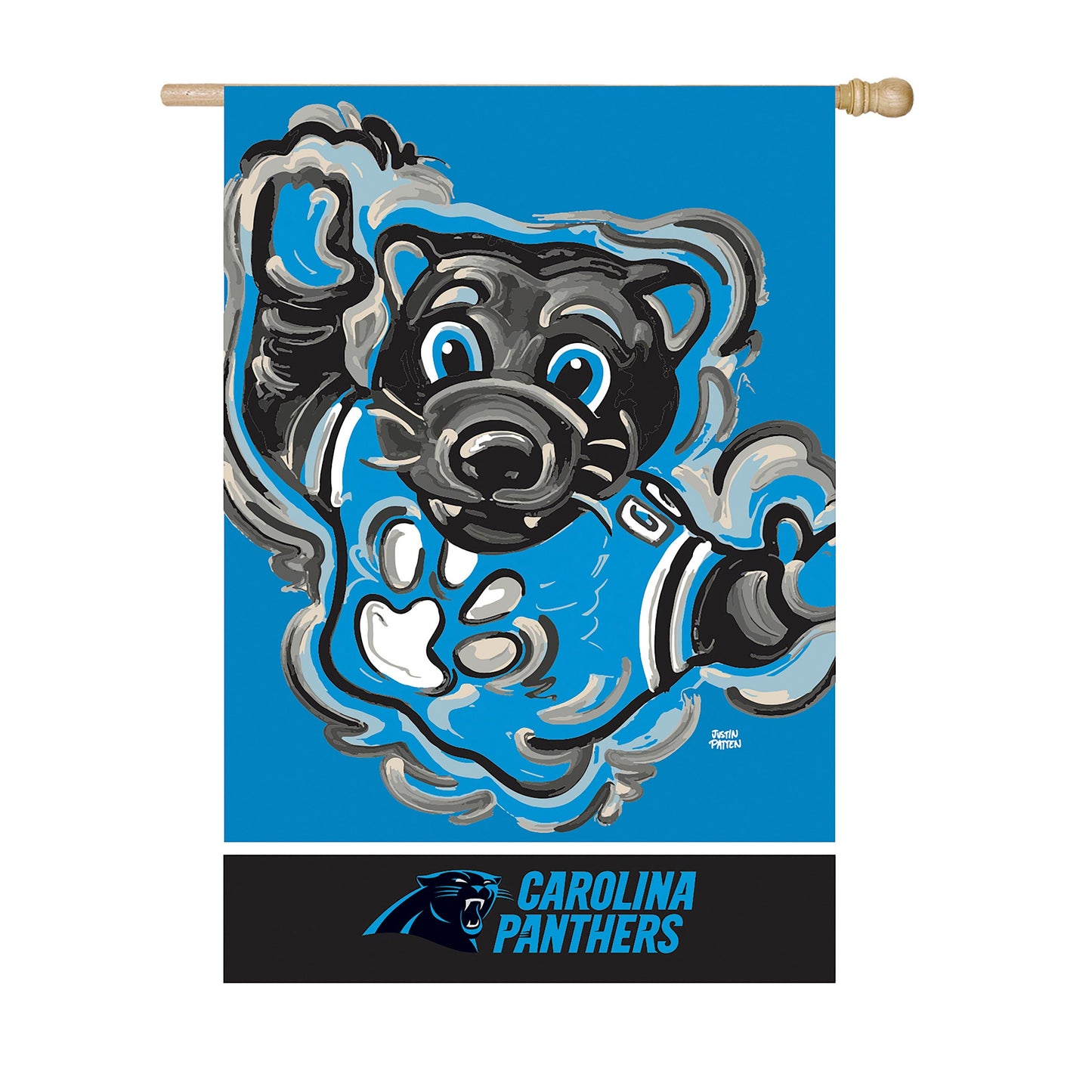Carolina Panthers suede flag with blue mascot graphic by Evergreen Enterprises on Tampa Home & Garden Store