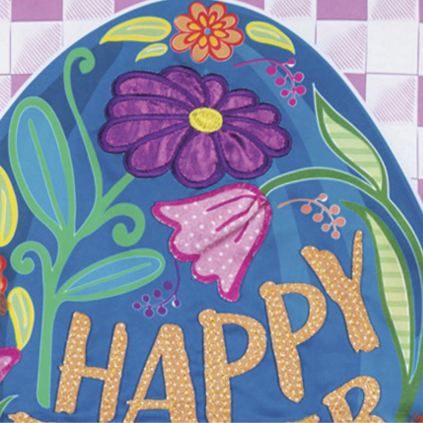 Happy Easter Egg Applique Garden Flag