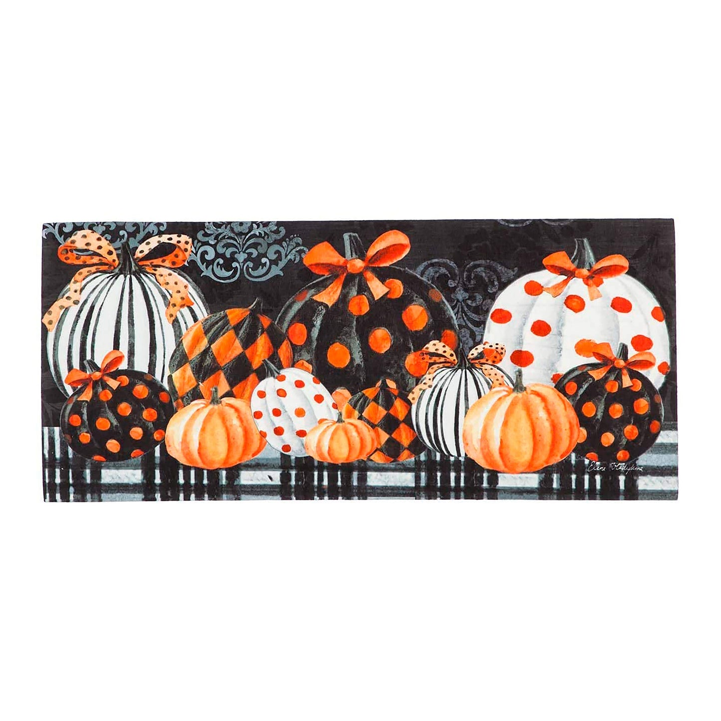 Sassafras door mat insert pumpkin pattern with striped and polka pumpkins on Tampa Home & Garden Store