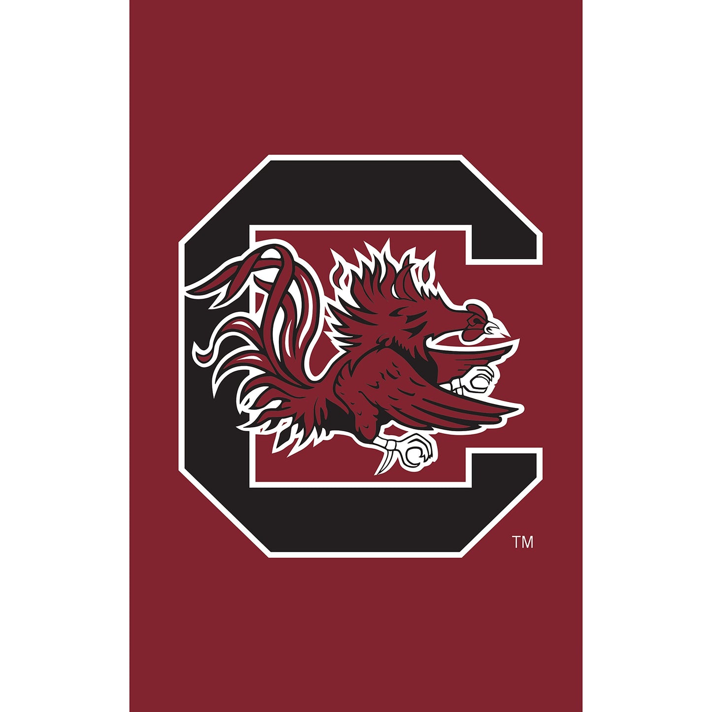 Applique garden flag University of South Carolina maroon with Gamecock emblem on Tampa Home & Garden Store