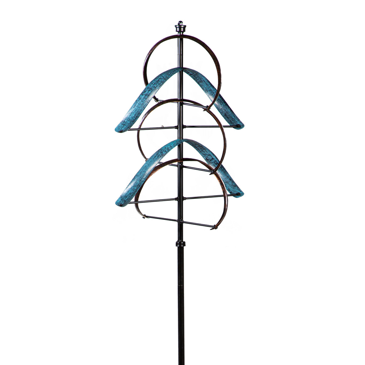 Metal wind spinner with towering semicircle teal blades 80H Evergreen Enterprises on Tampa Home & Garden Store