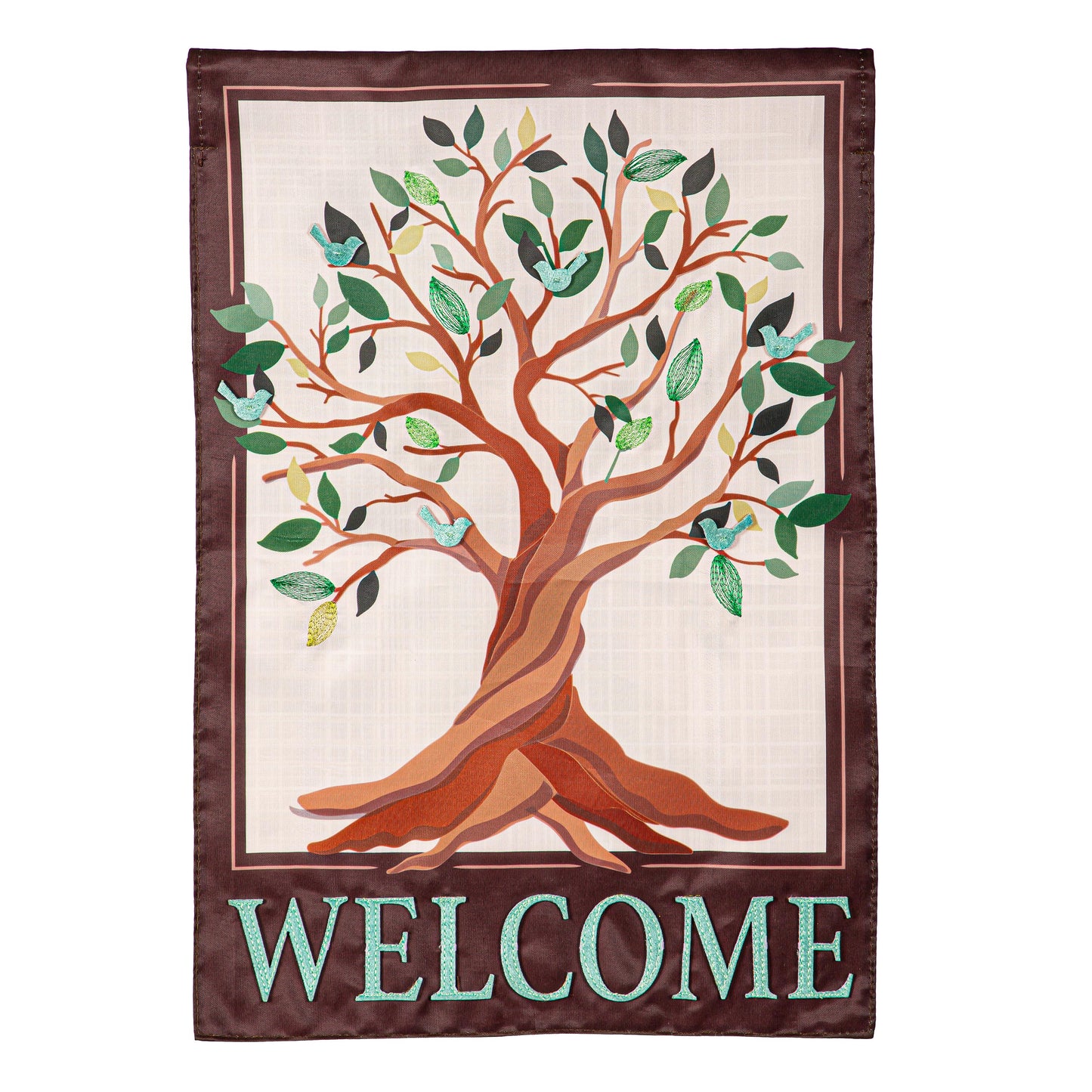 Tree of Life Applique Garden Flag Evergreen Enterprises, multicolor fabric applique on Tampa Home & Garden Store