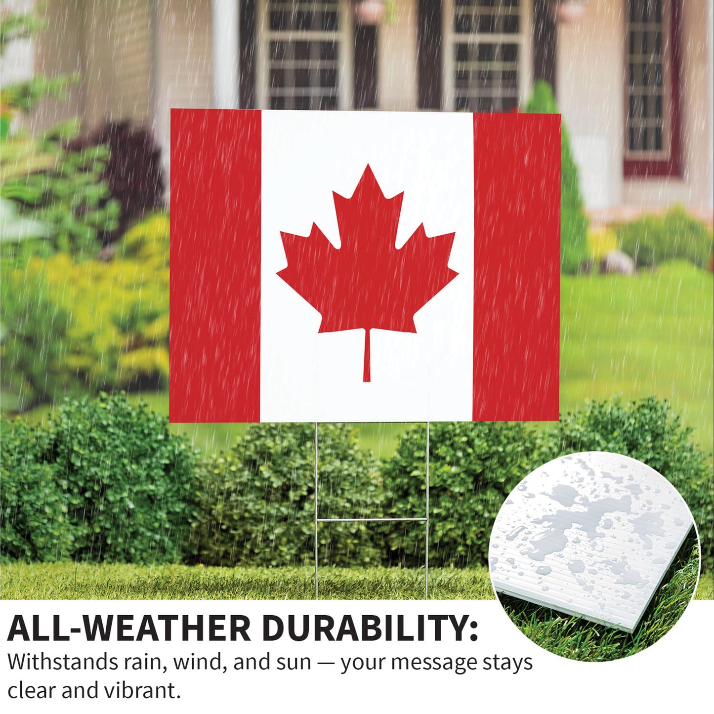 Canada Strong True North yard sign 24x18 red maple leaf garden decor by Evergreen Enterprises on Tampa Home & Garden Store