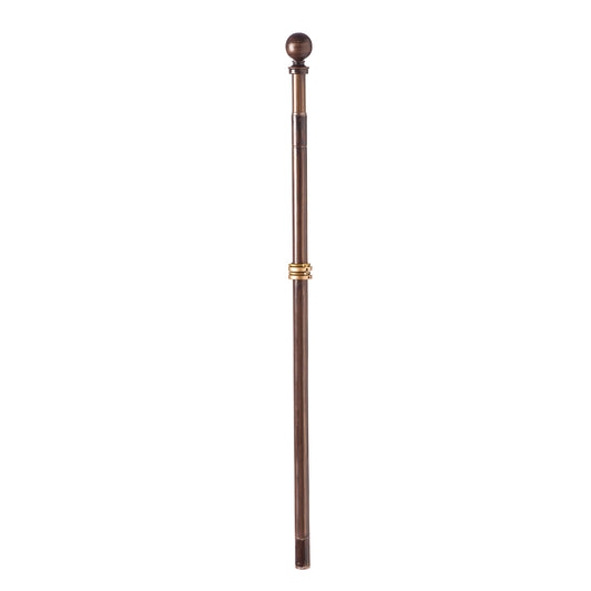 Extendable copper-brown metal flag pole with bronze ball finial and gold connector rings on Tampa Home & Garden Store