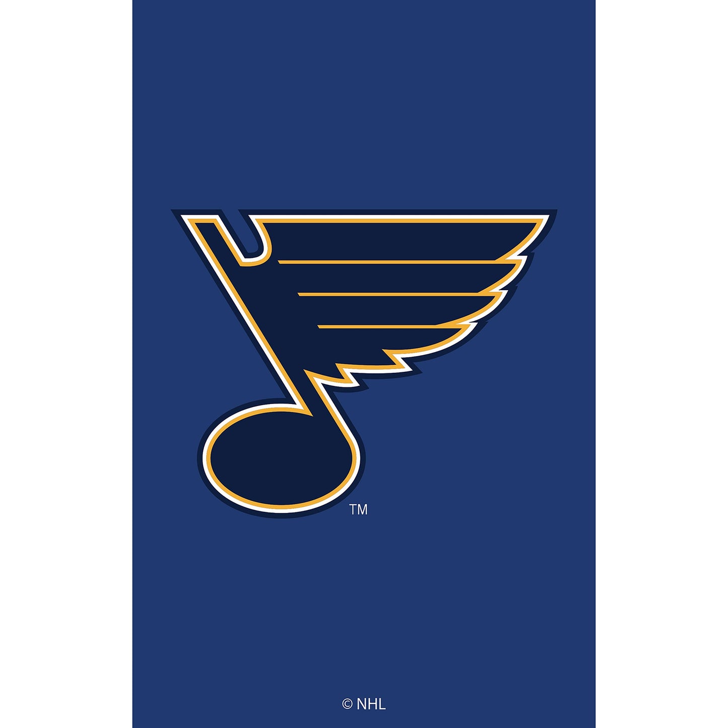 St Louis Blues applique house flag on navy blue background with partial yellow NHL logo on Tampa Home & Garden Store