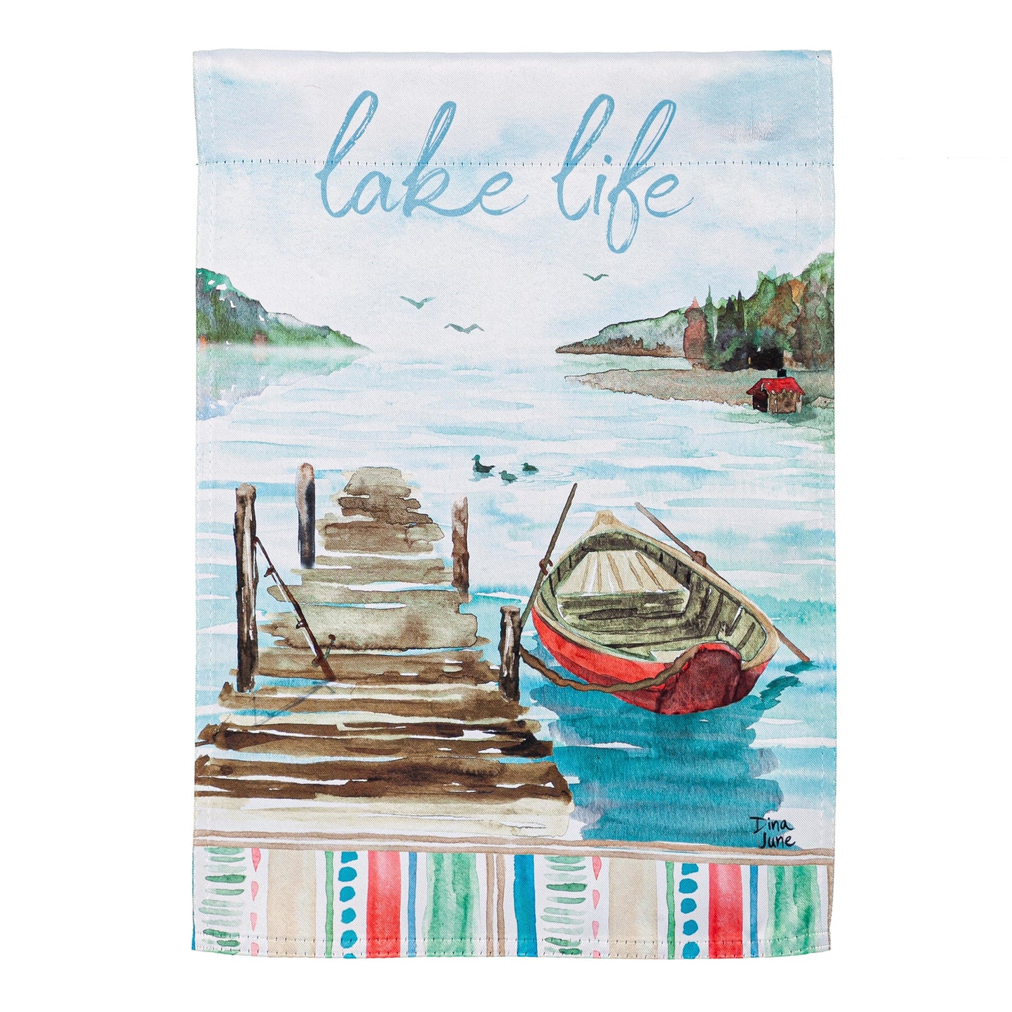 Lake Love suede house flag by Evergreen Enterprises, Flags & Windsocks coastal scene on Tampa Home & Garden Store
