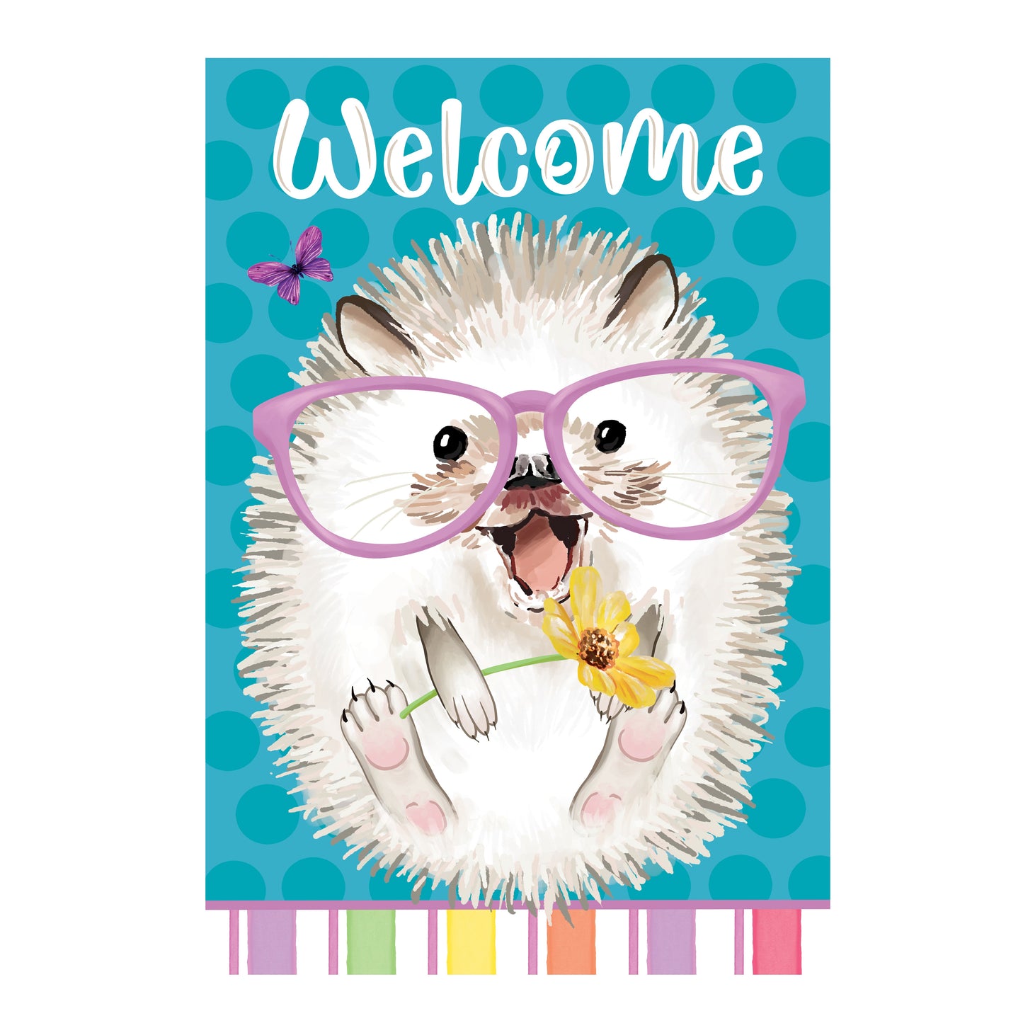 Hailey the Happy Hedgehog Applique Garden Flag