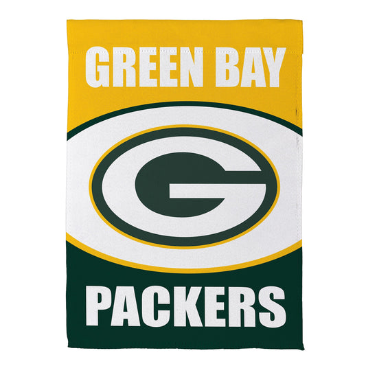 Suede garden flag Green Bay Packers with circular G logo in green, yellow and white by Evergreen on Tampa Home & Garden Store