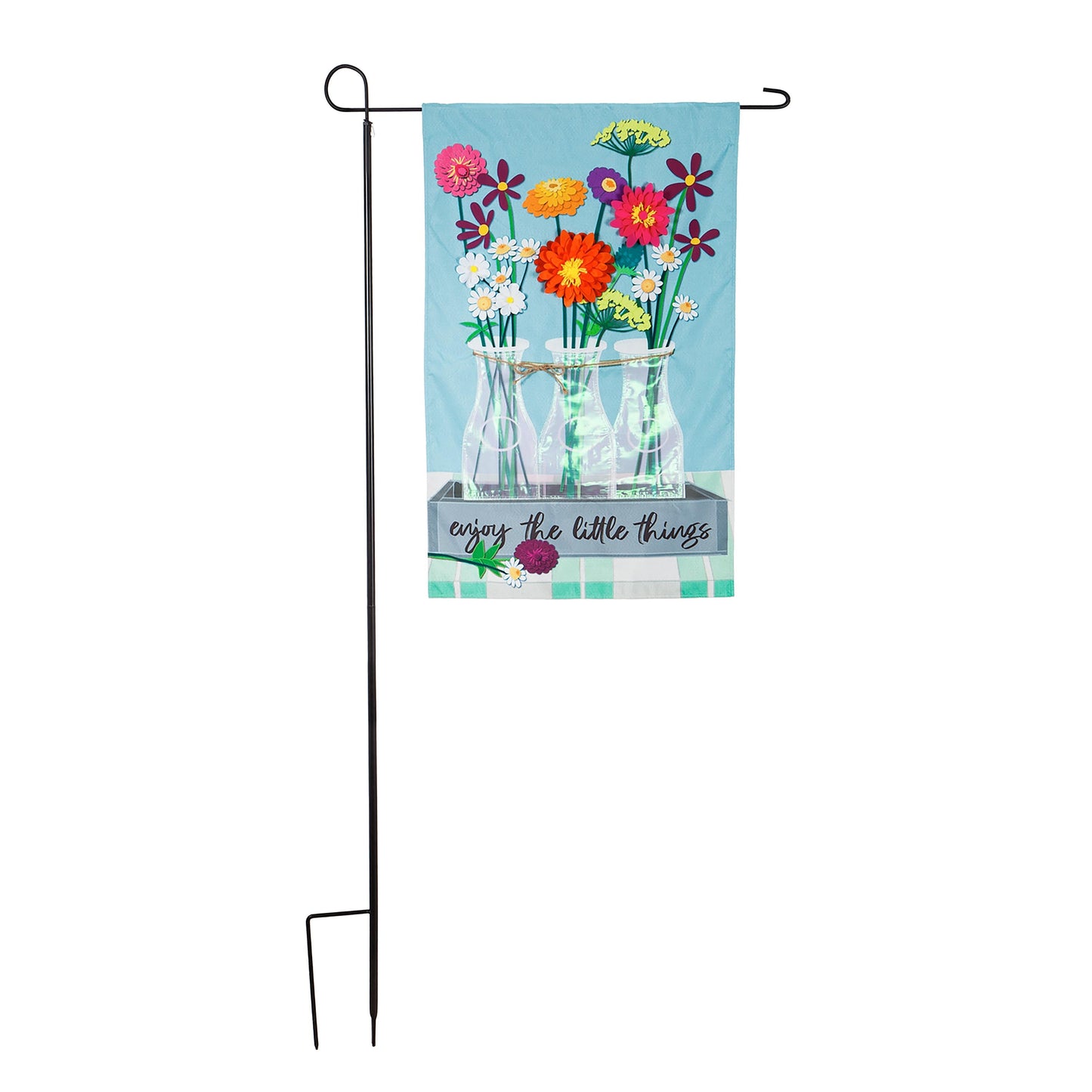 Iron House Flag Stand with blue floral flag by Evergreen Enterprises - Wholesale Collective on Tampa Home & Garden Store