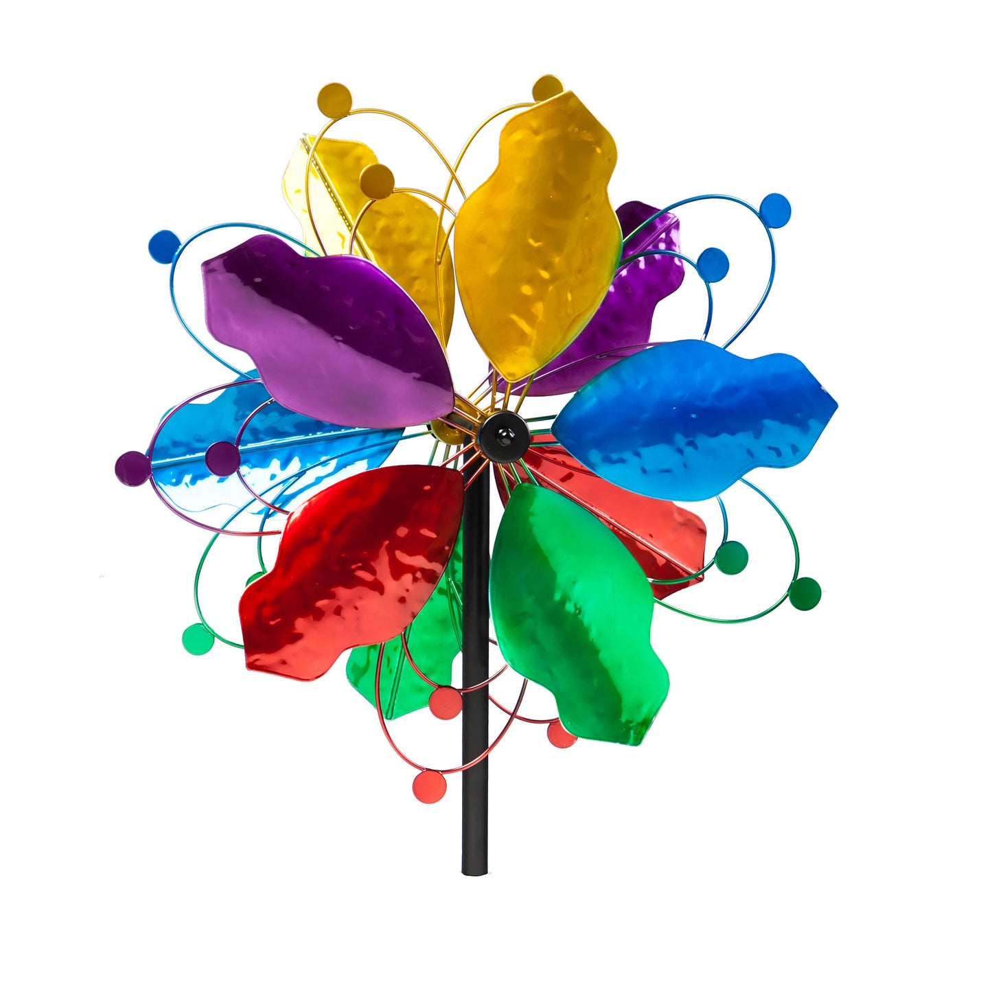 Blooms wind spinner topper by Evergreen Enterprises with colorful petals and metal frame on Tampa Home & Garden Store