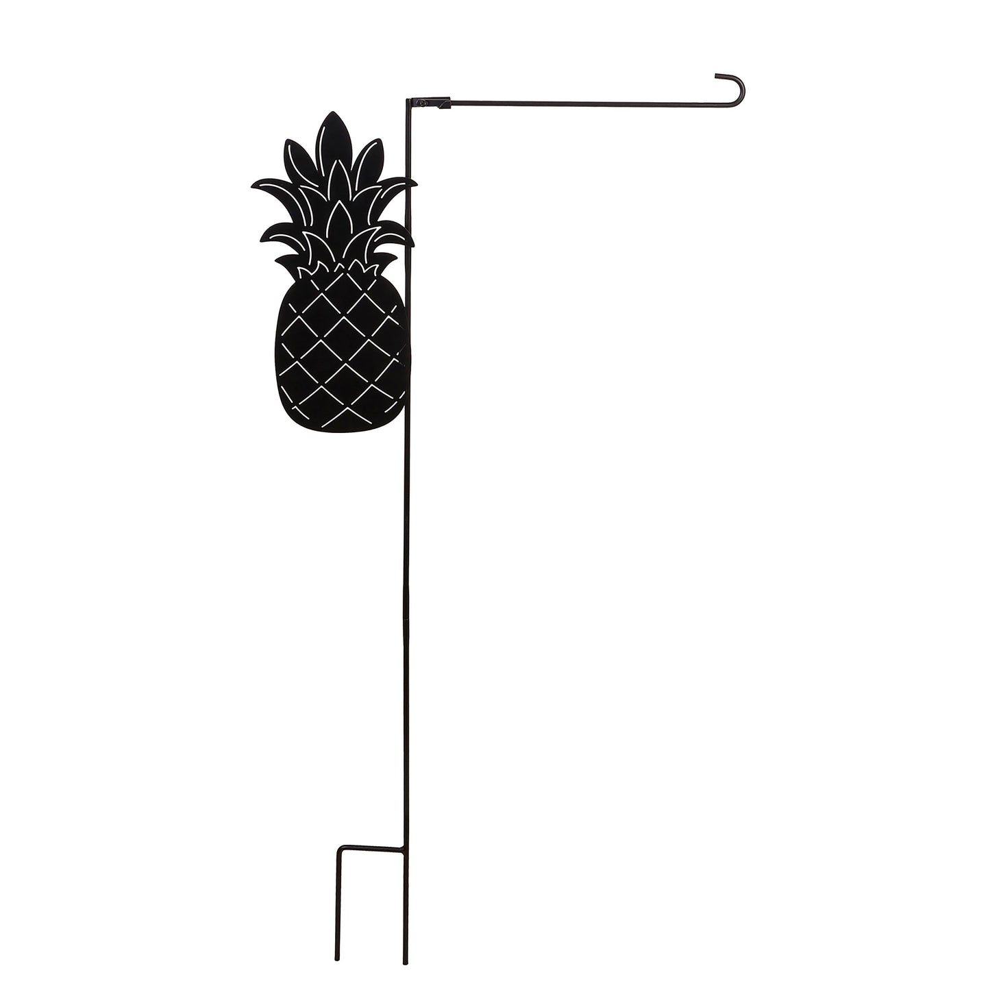 Decorative pineapple garden flag stand in black metal by Evergreen Enterprises on Tampa Home & Garden Store