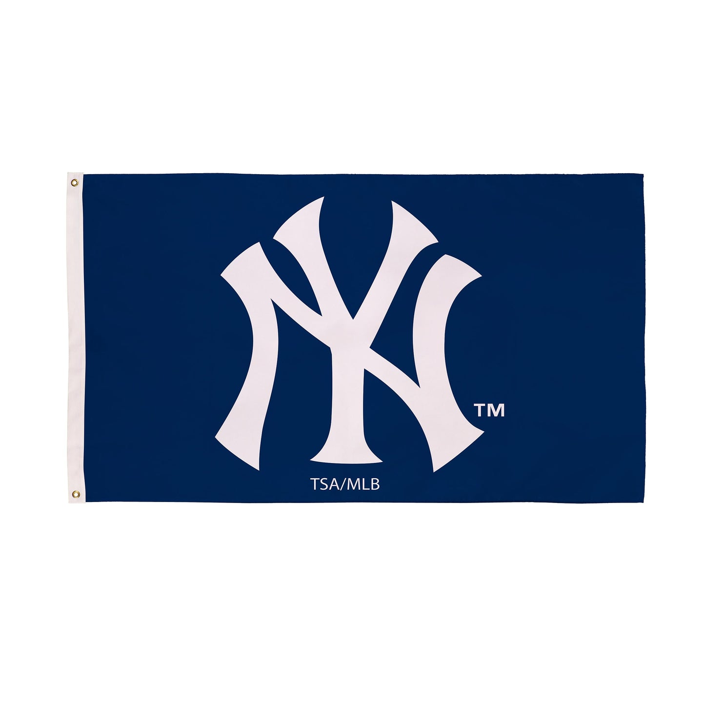 New York Yankees sublimated flag 3x5, single-sided, blue with white logo, 2 grommets on Tampa Home & Garden Store