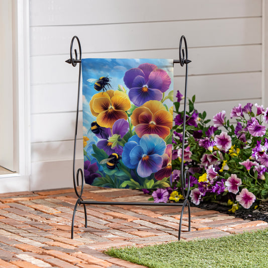 Pansies & Bees Suede Garden Flag - Tampa Home & Garden Store