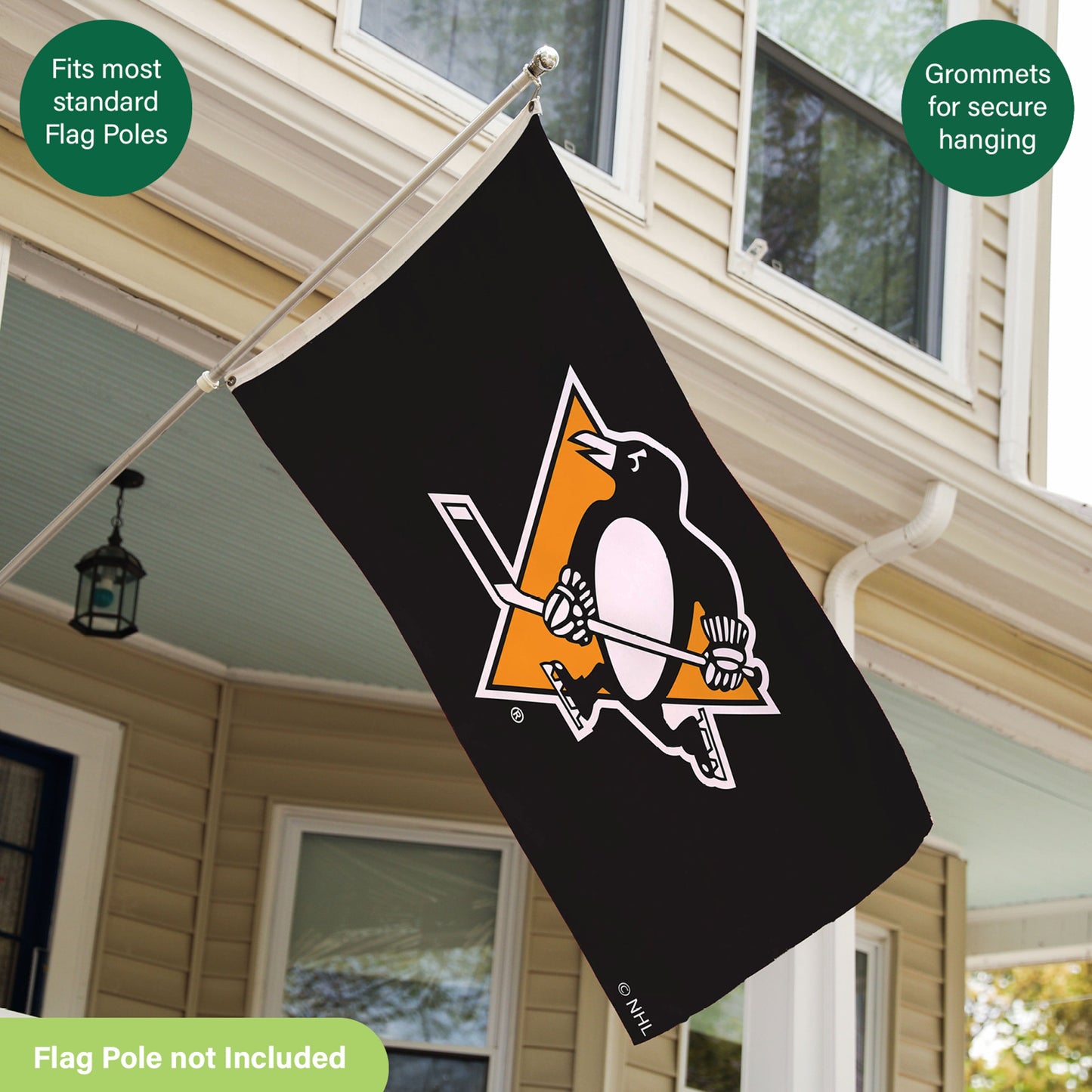 Pittsburgh Penguins single-sided black estate flag 3x5 with 2 grommets Evergreen Enterprises on Tampa Home & Garden Store