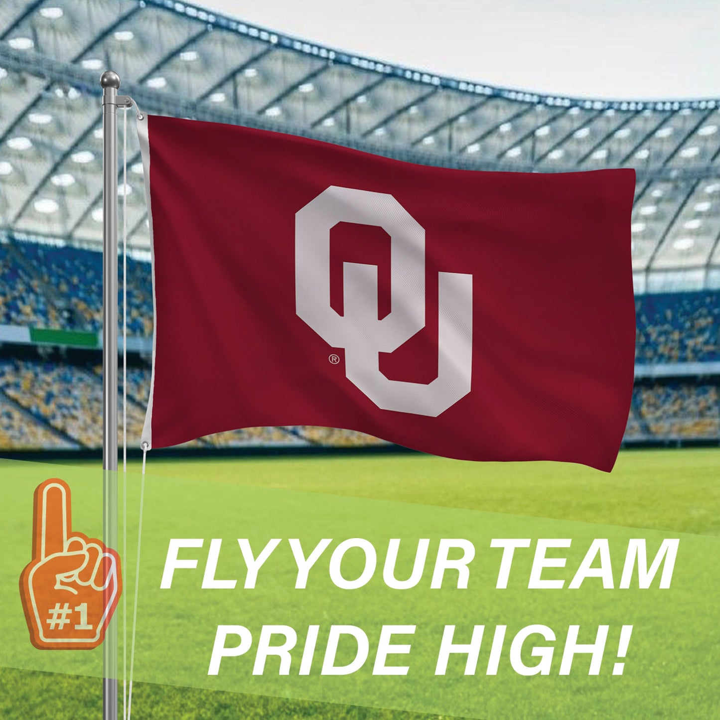 University of Oklahoma 3x5 estate flag with 2 grommets, red sublimated flag on Tampa Home & Garden Store