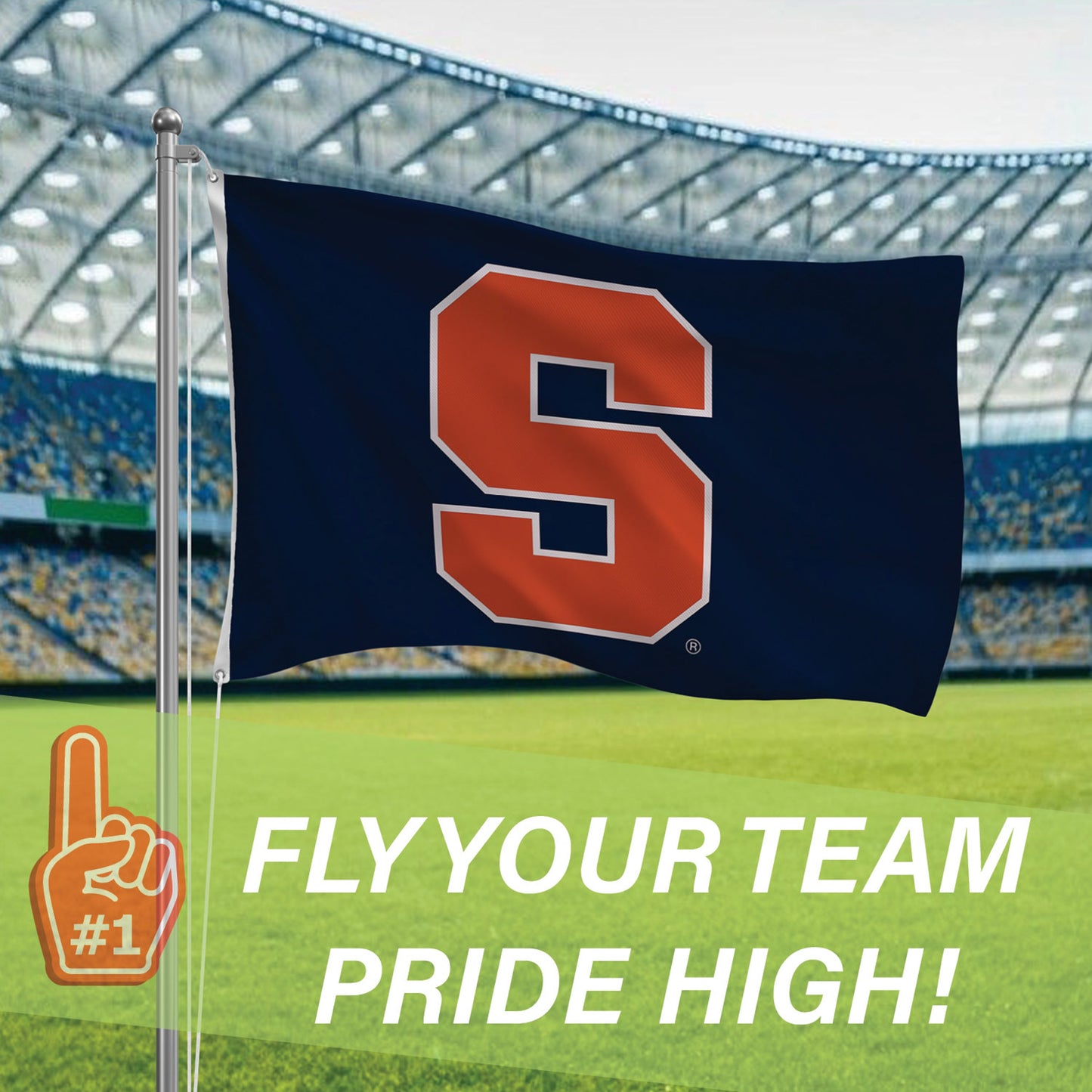 Syracuse University single-sided estate flag navy with orange S logo, 3x5, with grommets on Tampa Home & Garden Store