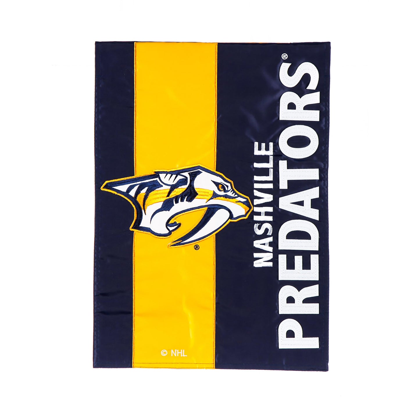 Nashville Predators applique flag with navy field and yellow stripe logo on Tampa Home & Garden Store