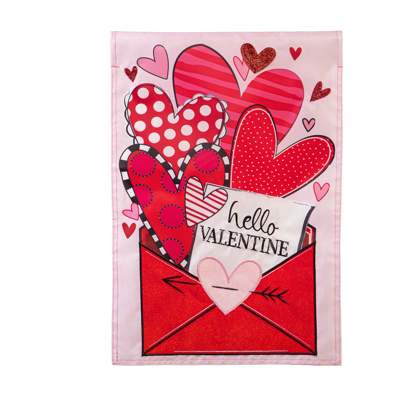Sending Love Valentine's Day Applique Garden Flag with red hearts Evergreen Enterprises on Tampa Home & Garden Store