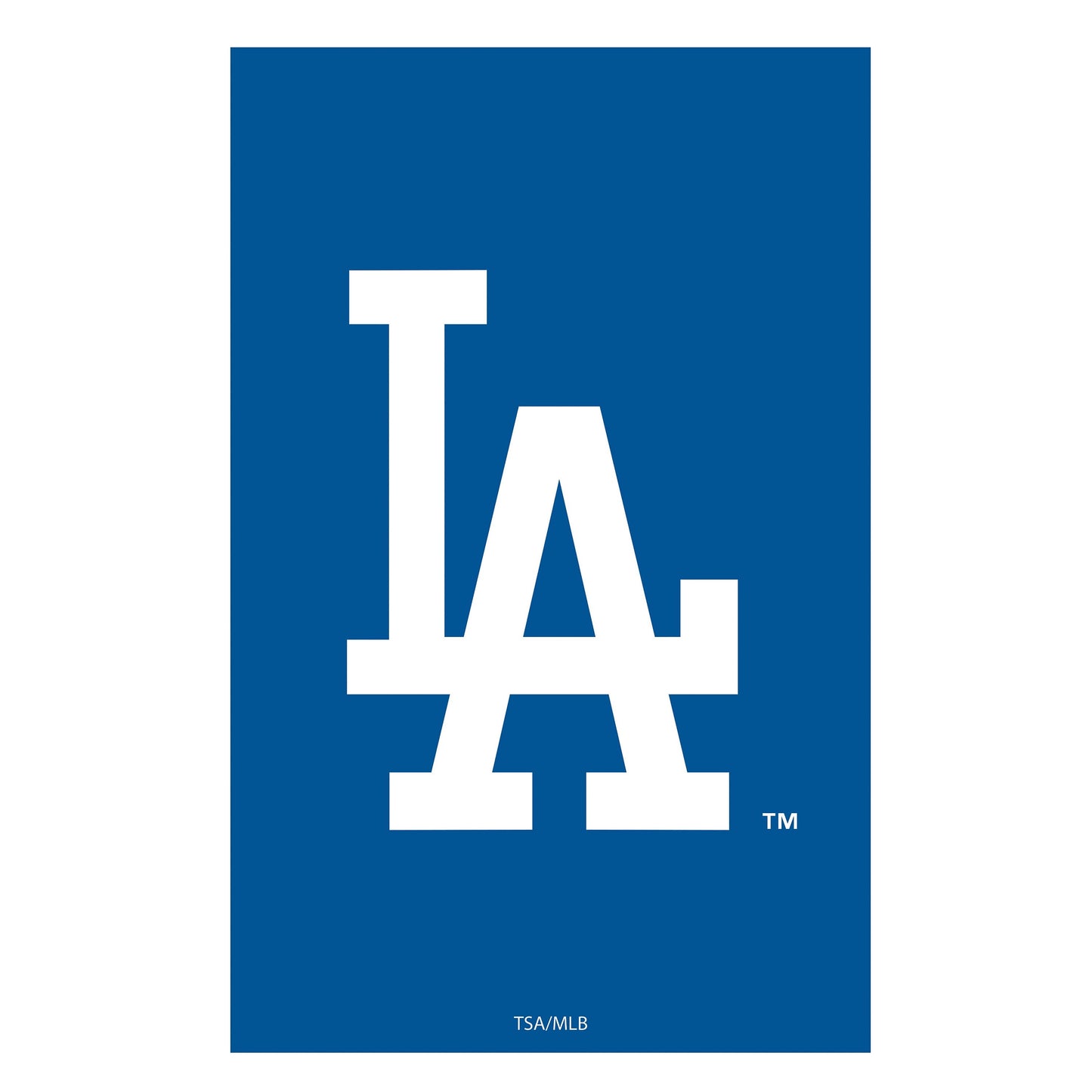Los Angeles Dodgers applique flag blue field with large white LA lettering on Tampa Home & Garden Store