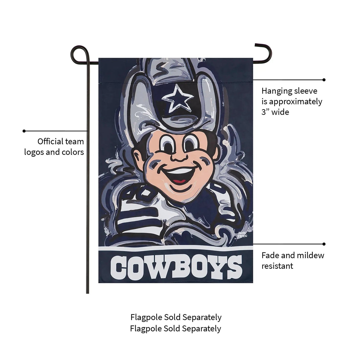 Dallas Cowboys Suede Garden Flag by Justin Patten, Evergreen Enterprises on Tampa Home & Garden Store