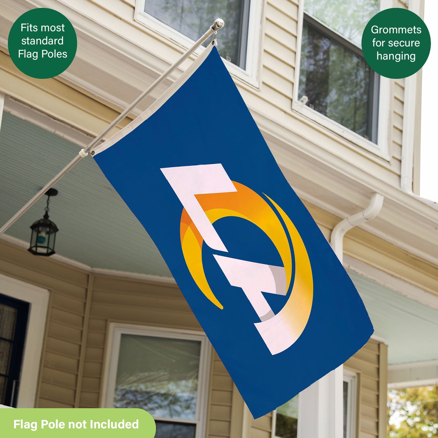 Los Angeles Rams single-sided flag 3x5 with 2 grommets sublimated Evergreen Enterprises on Tampa Home & Garden Store