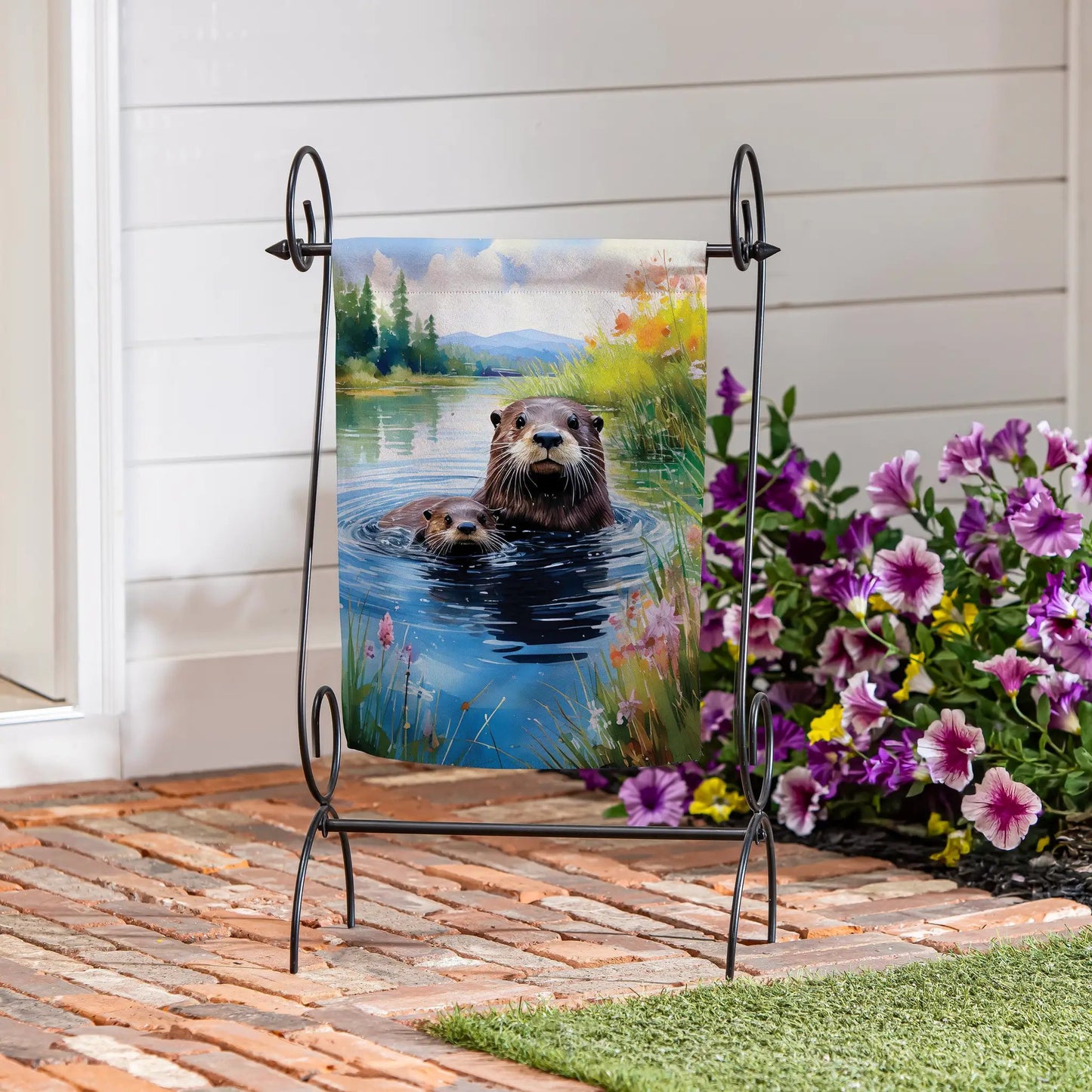 Otter Family Suede Garden Flag - Tampa Home & Garden Store