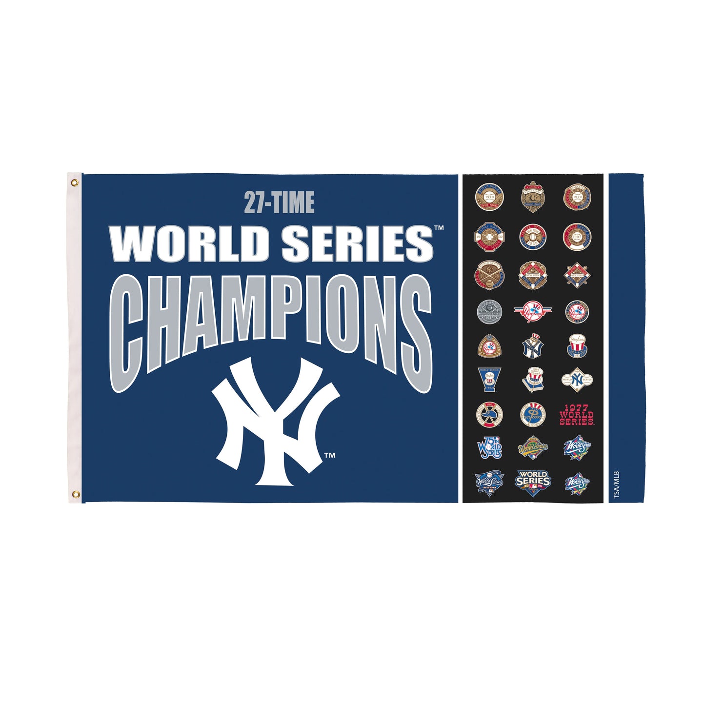 New York Yankees single-sided flag 3x5 blue with two grommets and NY logo on Tampa Home & Garden Store